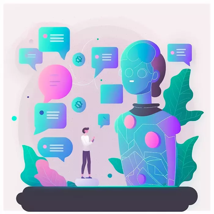 Collaborateur échangeant avec un assistant conversationnel en entreprise