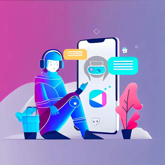 une personne discutant avec un chatbot