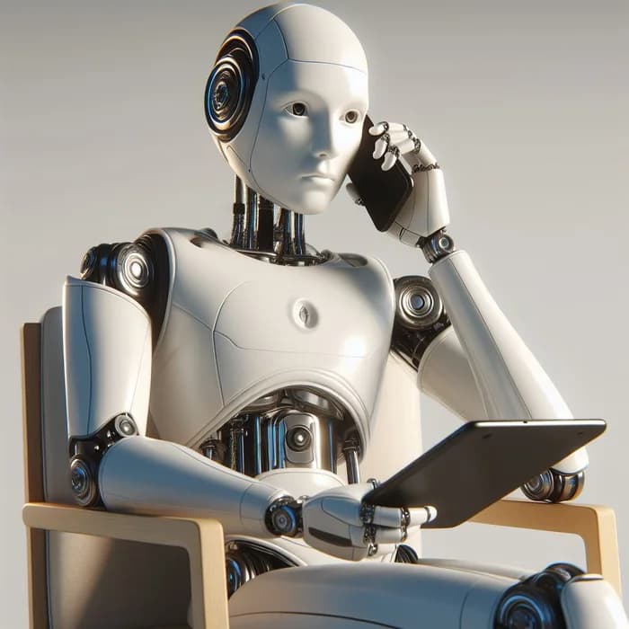 Illustration d'un robot qui communique par téléphone